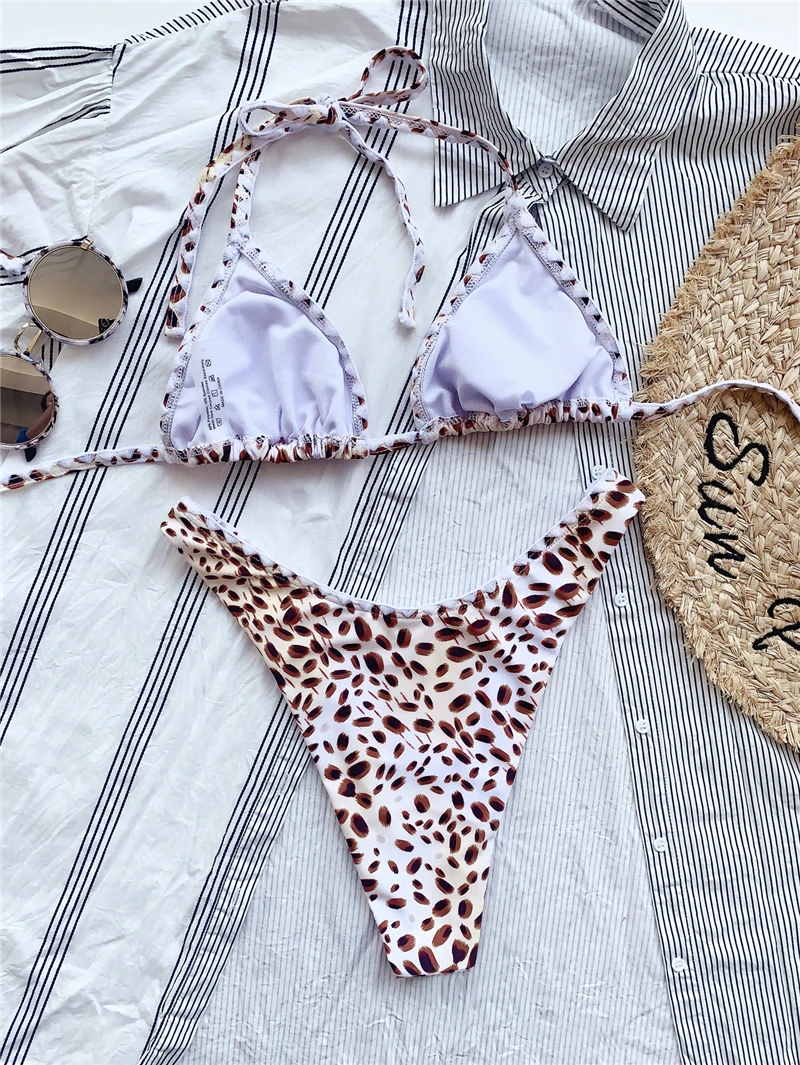 

Sexy Leopard Bathing Suits Woman 2021 Summer Pool Party Split Two Piece Swimsuit Push Up Bikini Set Girl Beach Swimwear