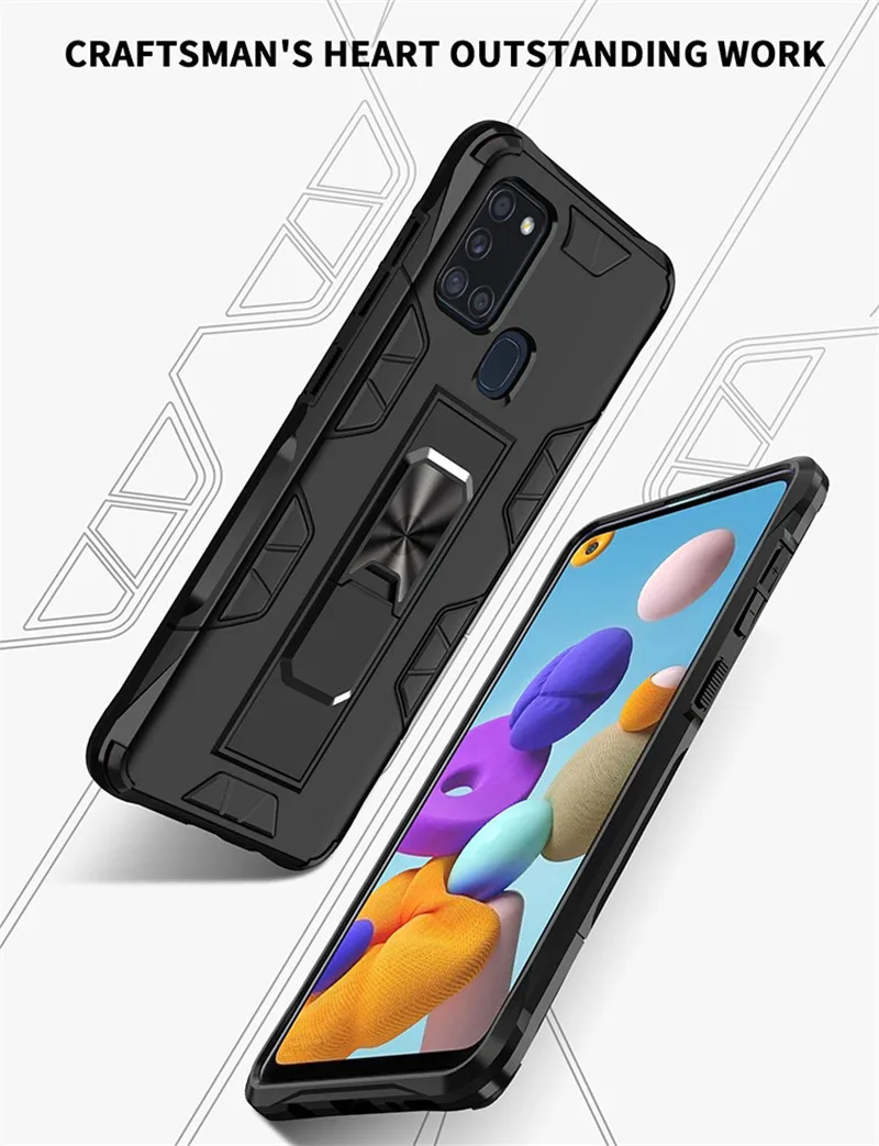 

For Samsung Galaxy A11 A21S A31 A41 A51 A71 5G M11 M21 M31 M30S S10 Note 10 Lite Case Magnet Car Ring built in kickstand Cover