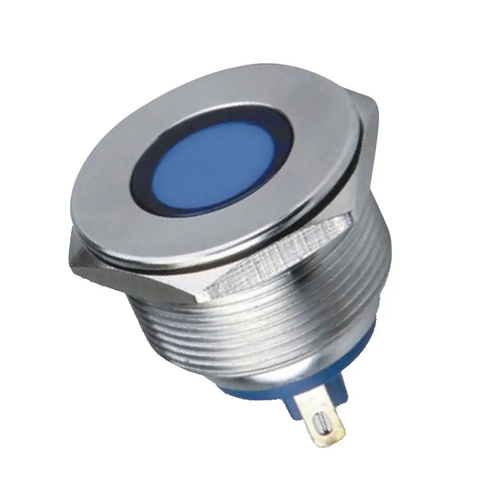 

1x 12V 22mm Metal Waterproof LED Car Warning Indicator PIN Light Flat