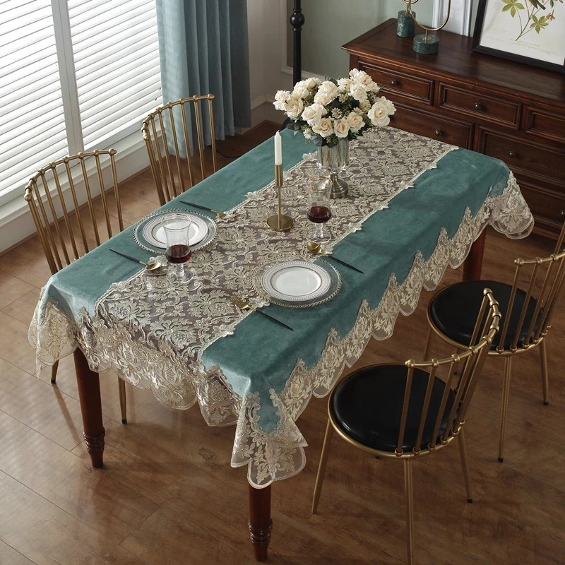 light luxury style embroidered tablecloth home hotel dining table decor table cover rectangular lace table cloth wedding decor free global shipping