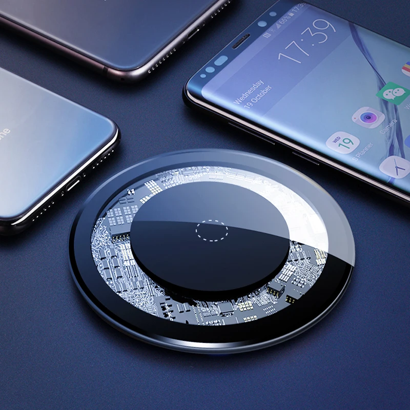 15W Wireless Charger IONCT 15 Вт Быстрое беспроводное зарядное устройство для iPhone X XS 11pro Видимый USB Qi зарядный коврик для samsung S8 S9 Note 9 телефон Беспроводное зарядное устройство - Тип штекера: 15W Wireless Charger