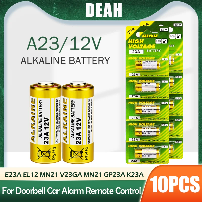 10 шт. 12 В щелочная батарея A23 23A 23GA A23S E23A EL12 MN21 MS21 V23GA L1028 GP23A LRV08 для пульта