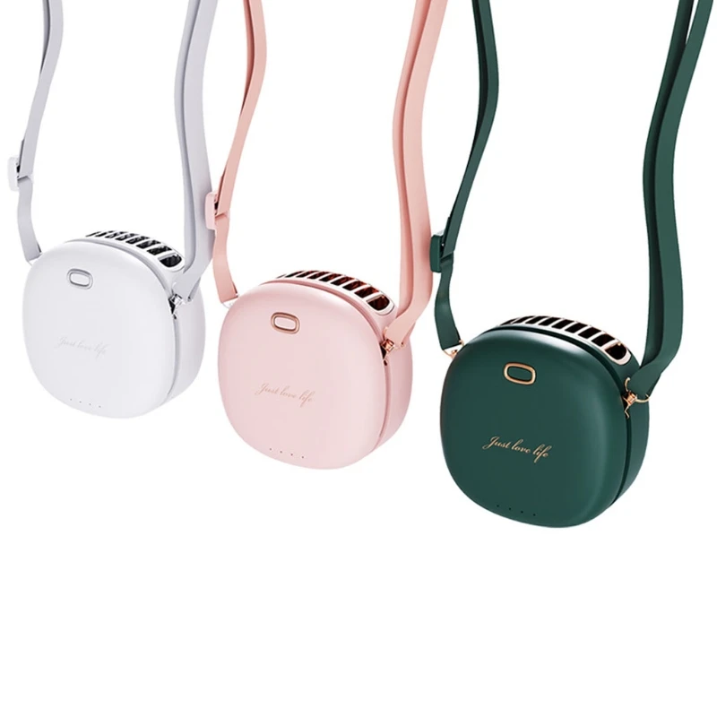 

Portable Hanging Neck Waist Fan USB Rechargeable 3 Speed Adjustable Air Cooler Handheld Personal Cooling for Travel Sports J6PE