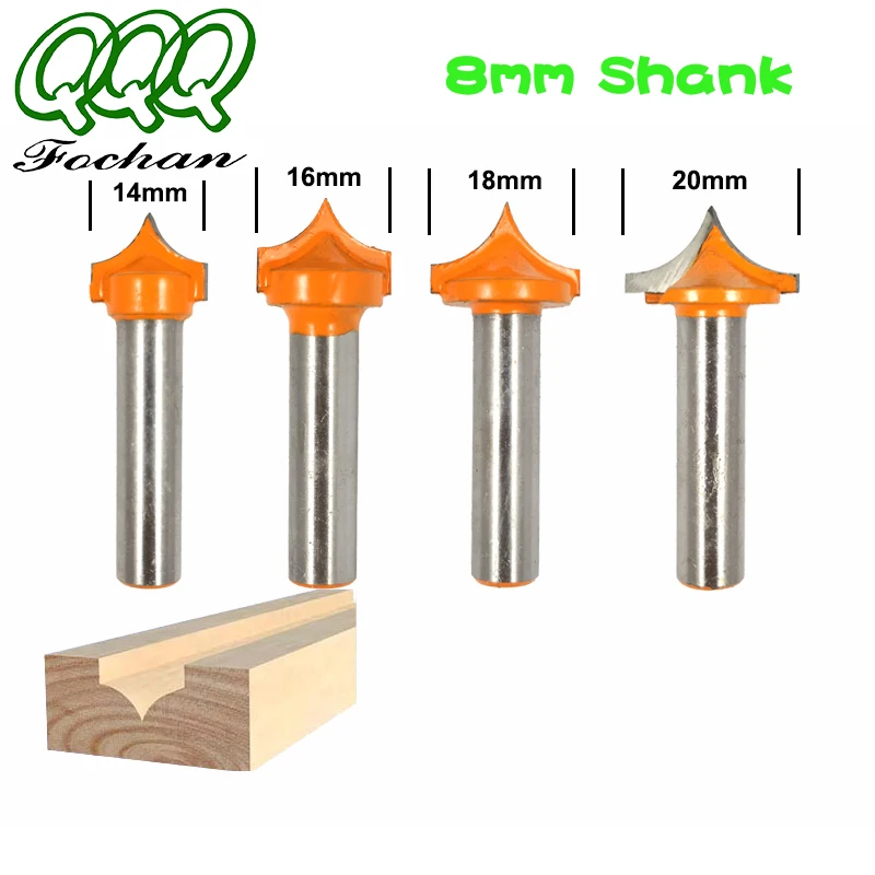 

QQQ 4pcs 8mm Shank Solid Carbide Round Point Cut Round Nose Bits Shaker Cutters Tools Woodworking Milling Cutter for Wood