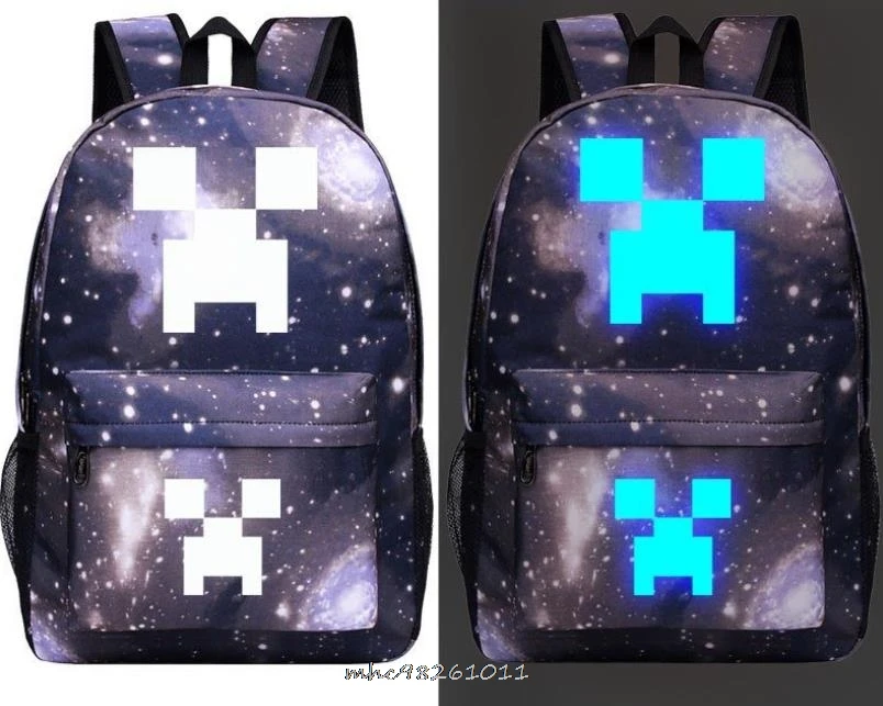 Светящийся рюкзак унисекс Minecraft для мужчин и женщин ранец с рисунком из аниме