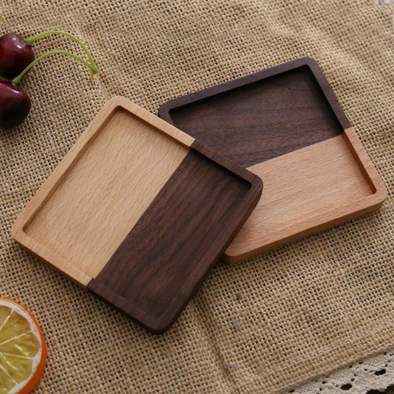 

Wood Coasters Household Tea Coffee Cup Pads Placemats Decor Durable Heat Resistant Square Round Drink Mat Coaster Kichen
