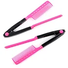 1 шт. Женский V тип дизайн выпрямитель для волос Расческа складной расческа для волос Розовый моделирование Салон Парикмахерская расчески инструмент для укладки