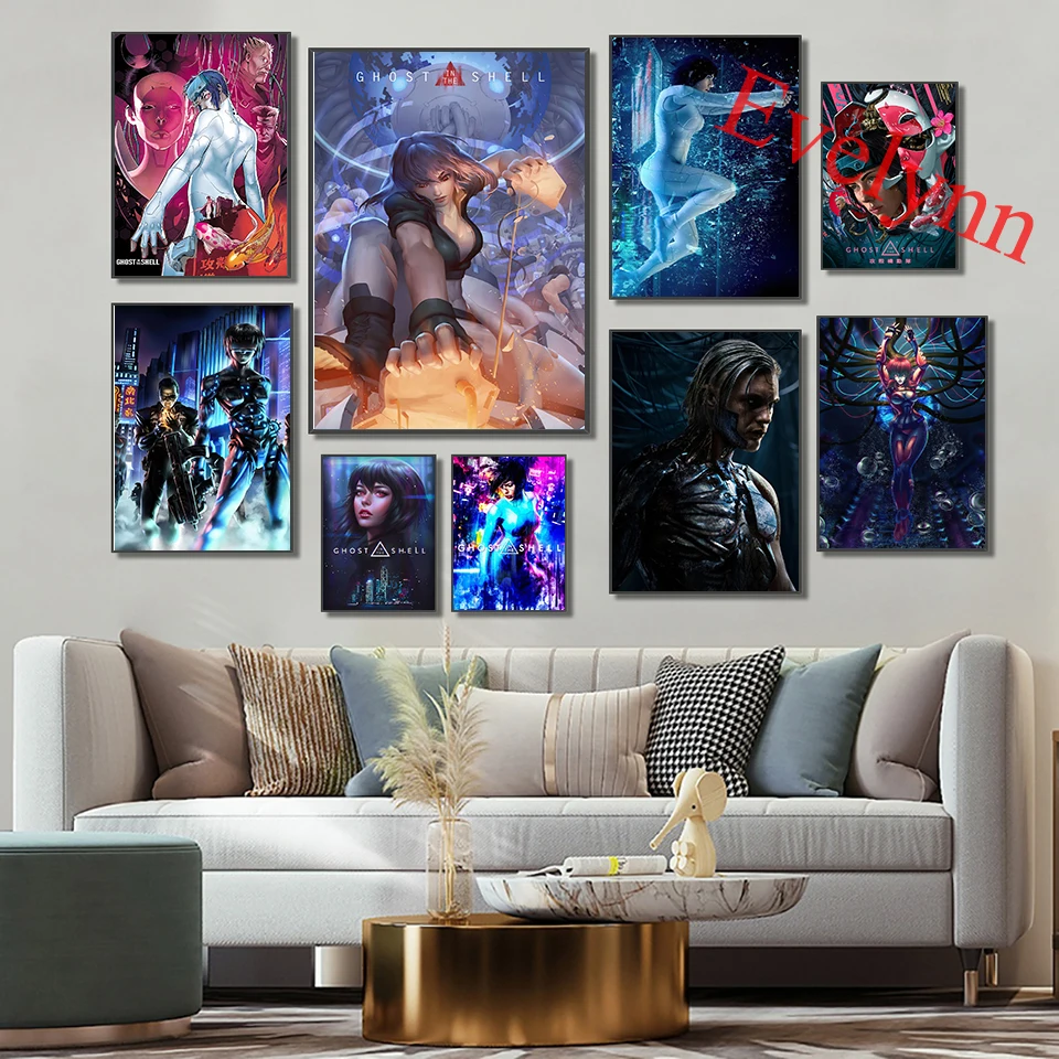 

Ghost In The Shell Japan Anime Poster Modern Living Room Decor Canvas Wall Art Prints Nordic Home Decor Painting Retro Poster