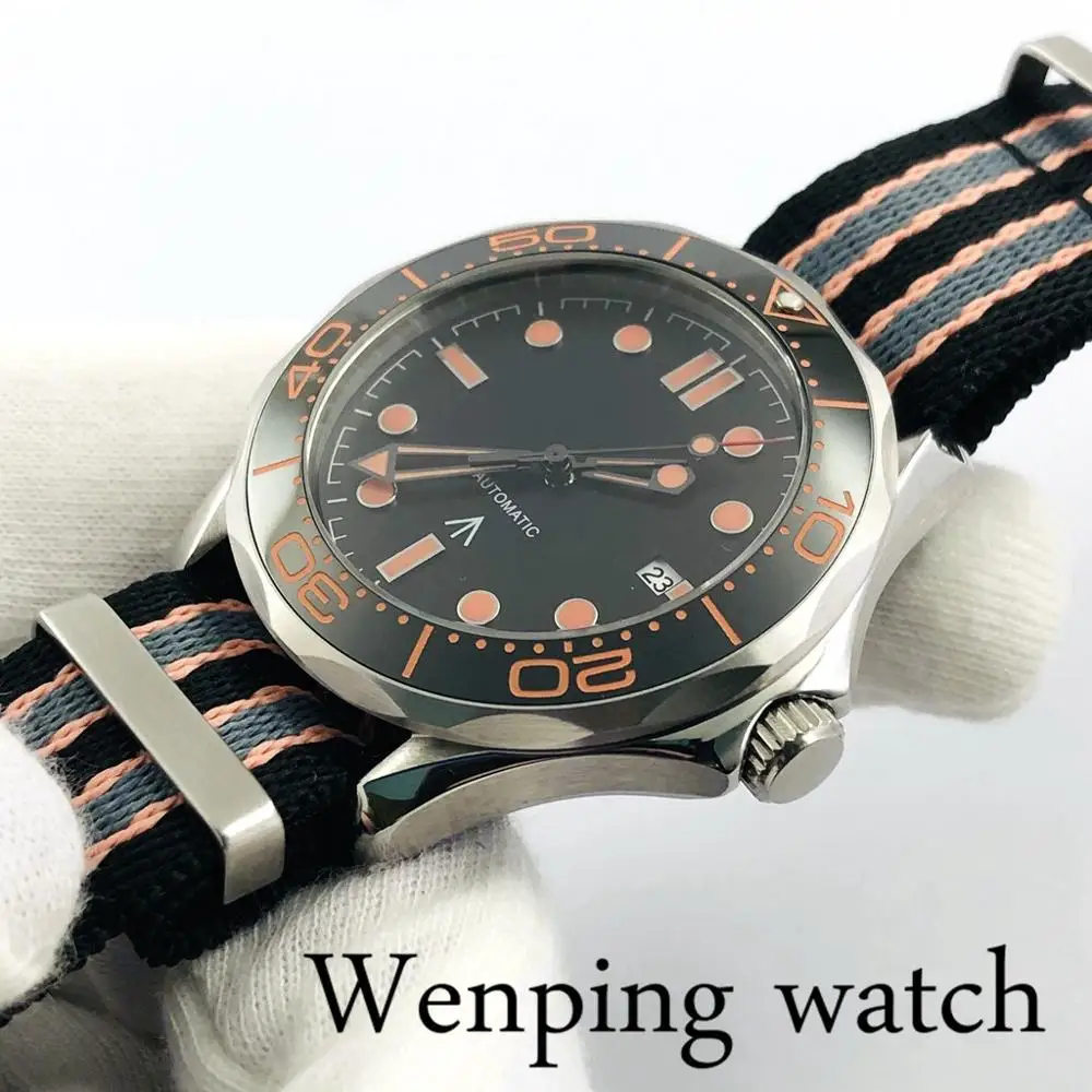 Bliger 41 мм Серебряный чехол сапфировое стекло Керамическая рамка черный циферблат