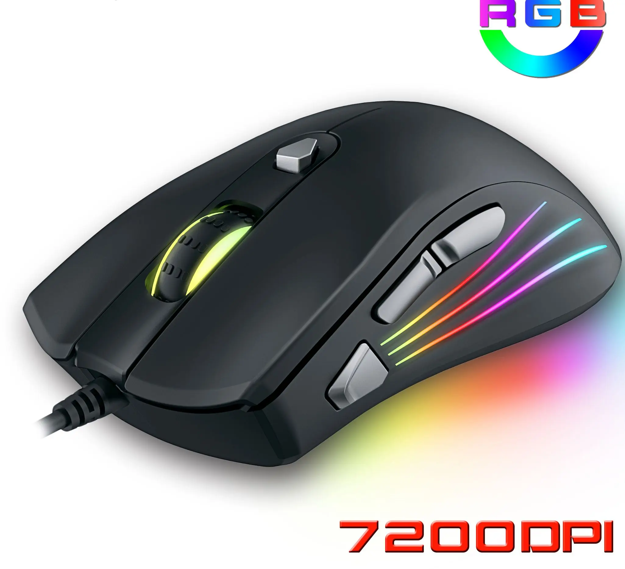 

Original Wired Profession Gaming Mouse Mice 3600/7200DPI RGB Backlight LED Optical Sensor 7 Button For Laptop Computer PC Gamer