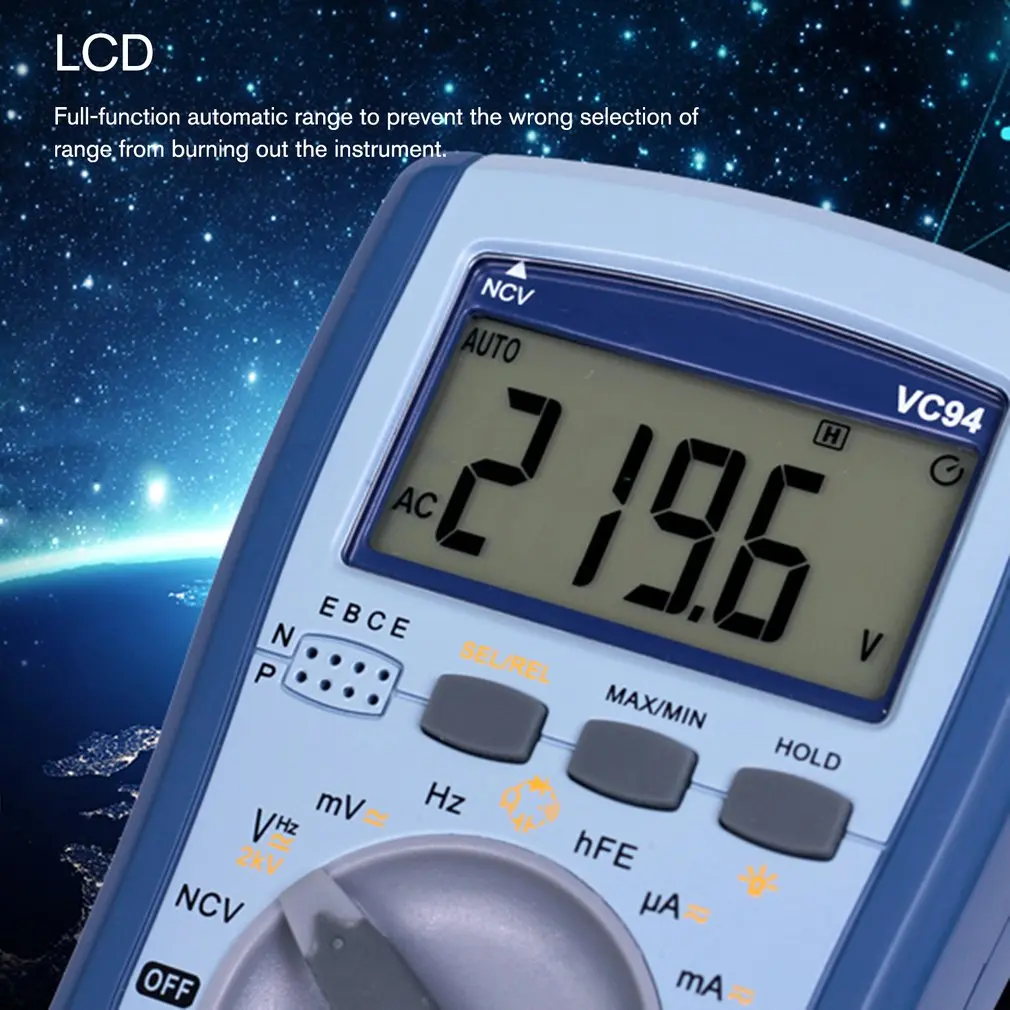 Цифровой мультиметр DC/AC напряжение тока T-RMS Авто Диапазон