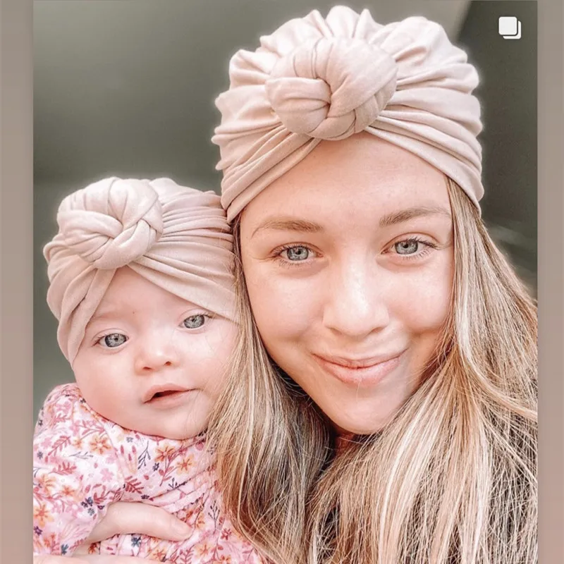 Шапка-пончик детская хлопковая чалма с бантиком Эластичные крышки | Аксессуары