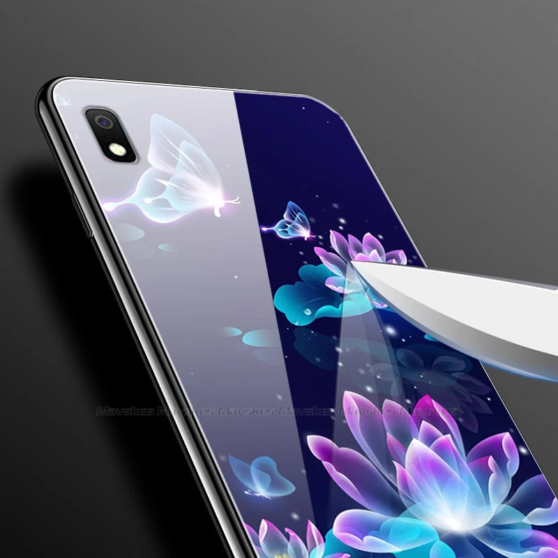 Чехол для телефона из закаленного стекла Samsung A10 задняя крышка Galaxy силиконовый