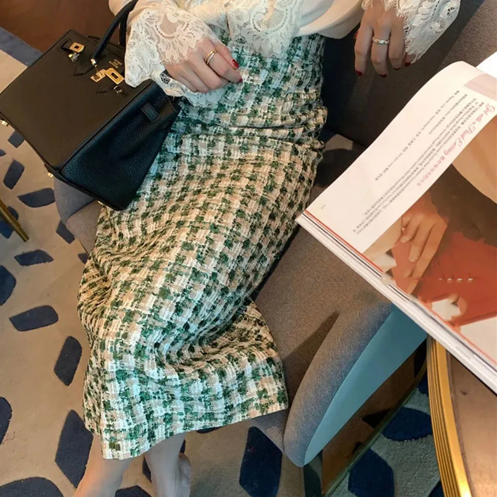 Новинка осени 2023 маленькая Очаровательная твидовая деловая клетчатая