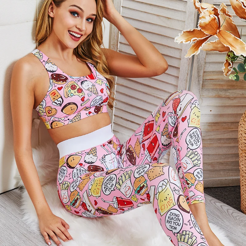 

Sports Suits Seamless Yoga Set Women Fitness Clothing Sportswear Woman Gym Leggings Padded Push-up Strappy 2 Pcs Sports Bra gym