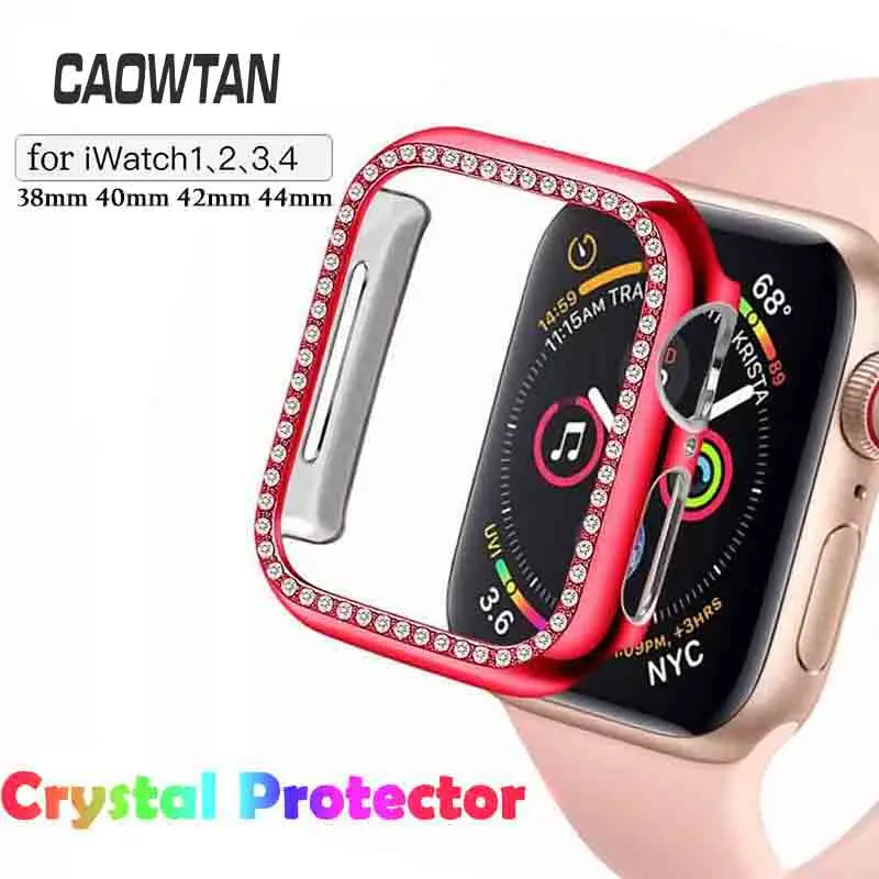Металлический Алмазный защитный чехол для apple watch, защитный экран серии 4, 3, 2, 1, чехол 38 мм, 42 мм, 40 мм, 44 мм, iwatch, чехол для женщин