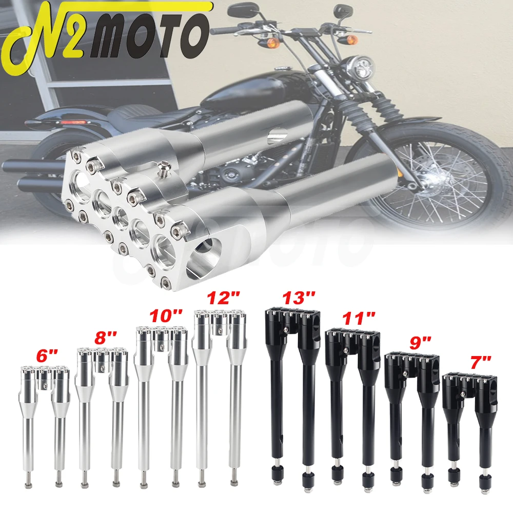 

Straight Modular Handlebar Risers Motorbike Upright Extend Riser Top Clamp Kit For Harley Dyna FXR Sportster Softail 6''-13''