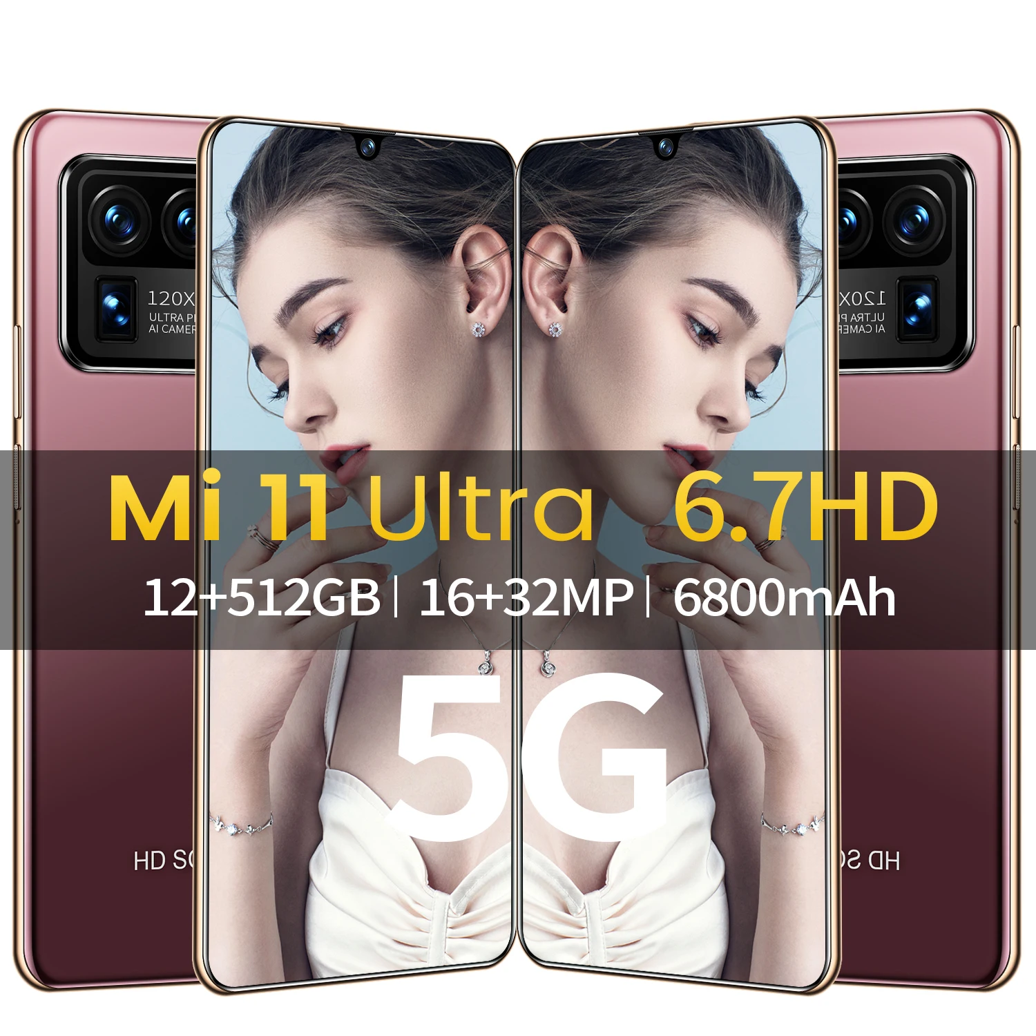 

2021 Global Version Mi11 Ultra 6.7Inch Smartphone Android 6800mAh 12+512GB 16+32MP Face Unlock Google GPS 5G Mobilephone