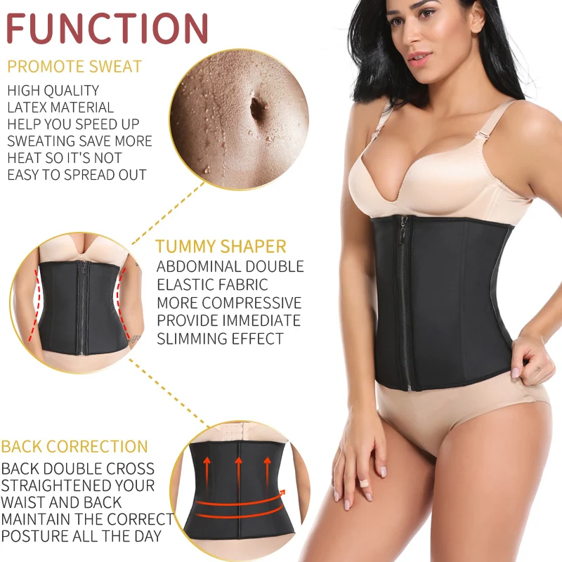 Корсет утягивающий латексный на молнии корсет для живота и талии|waist trainer with