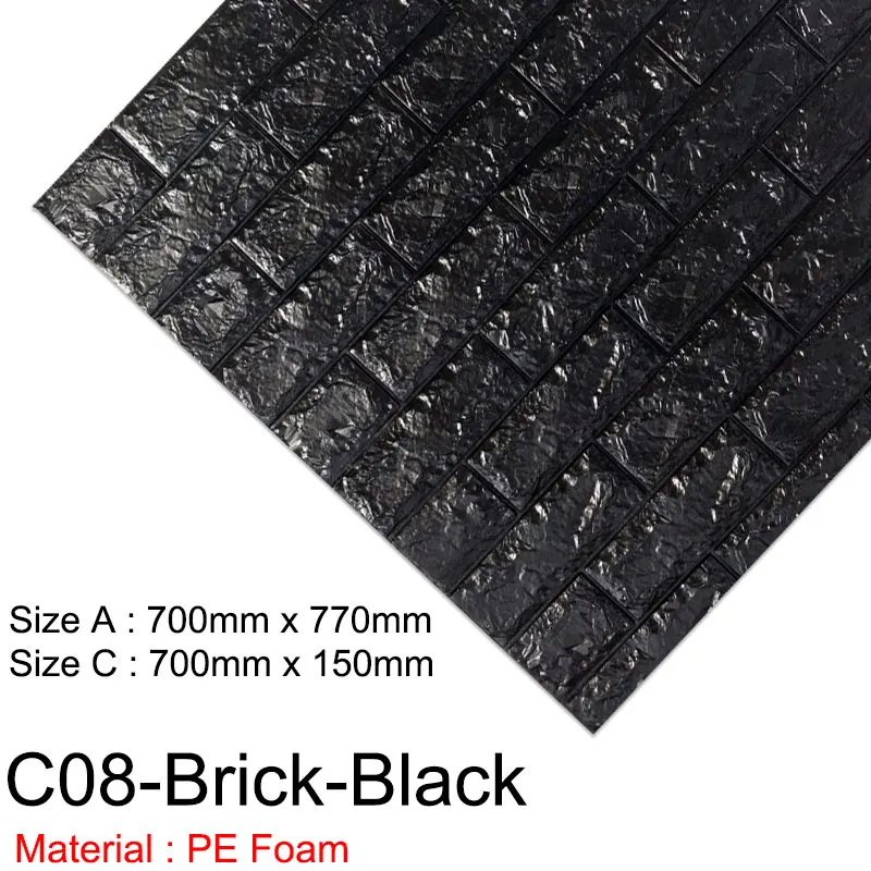 CO8-Brick-Black 3D наклейки на стену самоклеящиеся водонепроницаемые DIY декоративные обои 3D для спальни детской комнаты 3D кирпичные наклейки на стену гостиная - Цвет: CO8-Brick-Black