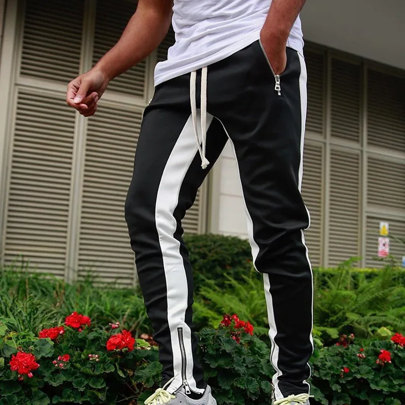 

Outdoor Zipper Men Gym Fitness Sports Jogger Pants Sport Gym Skinny Casual Pants Jogging Male Gym Trousers 2021