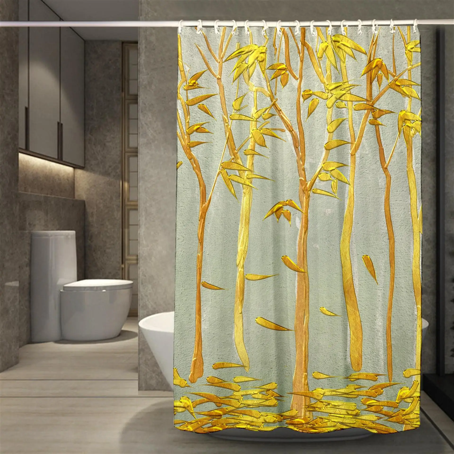 Современные занавески для душа водонепроницаемая ткань птица рыба растения