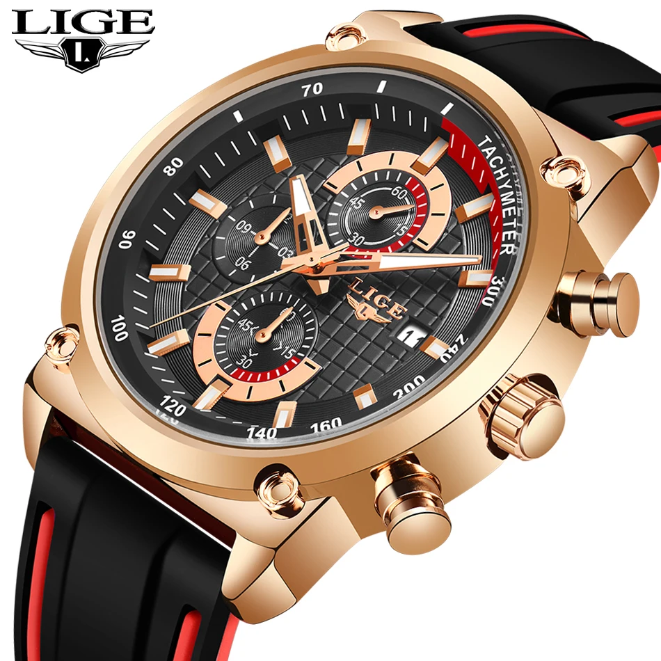 

2020 Luxury Silicone Strap Mens Watches Top Brand Fashion casual Men Watch Chronograph Waterproof Quartz Watch Relogio Masculino