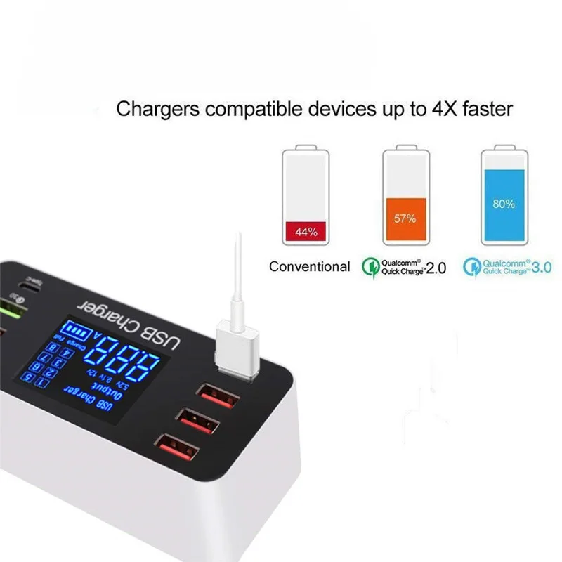 8 портов мульти быстрое USB зарядное устройство Быстрая зарядка 3,0 несколько USB зарядная станция для телефона универсальное usb-хаб зарядное устройство QC 3,0 светодиодный дисплей