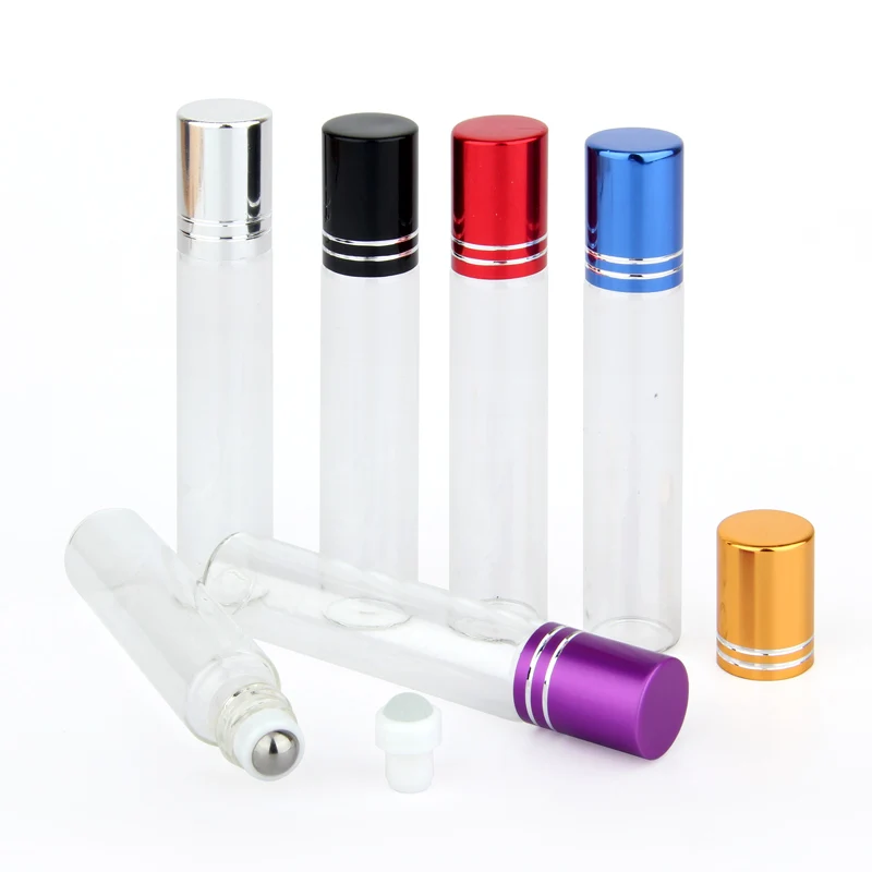 100Pieces/Lot 10ml Essential Oil Bottle Travel Use Glass Perfume Roll on with Stainless Steel Ball Roller | Красота и здоровье