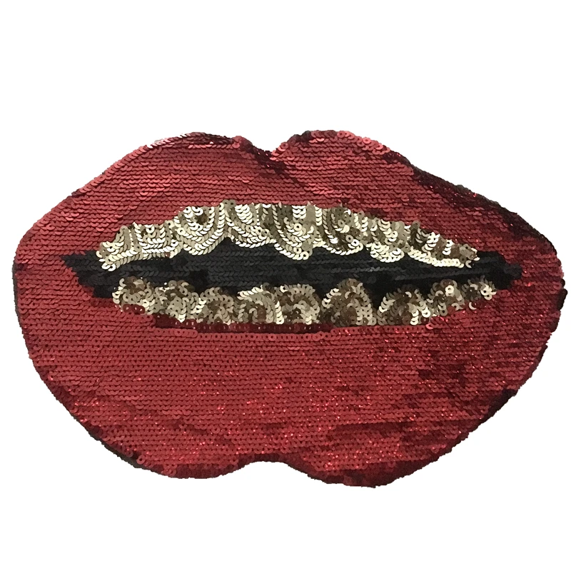 Новое поступление нашивки с золотыми зубчиками и красными губами блестками