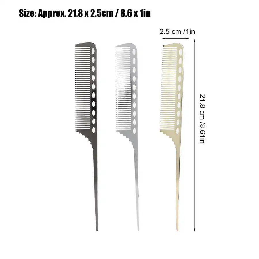 3 шт./компл. алюминиевая Парикмахерская Хвостовая расческа Антистатическая для