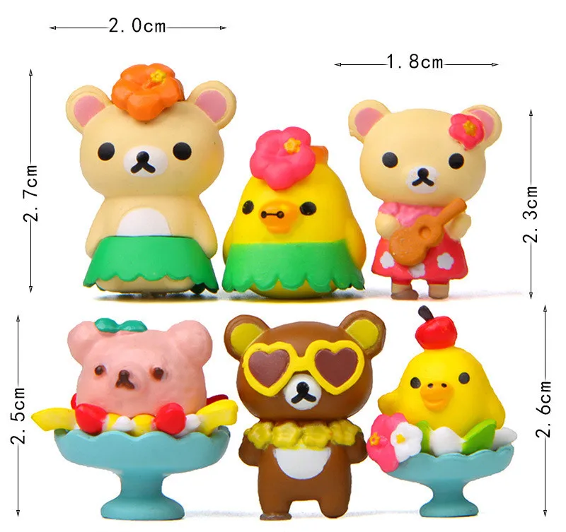 6 шт./компл. аниме рилаккумас мультяшный медведь ПВХ кукла фигурки героев |