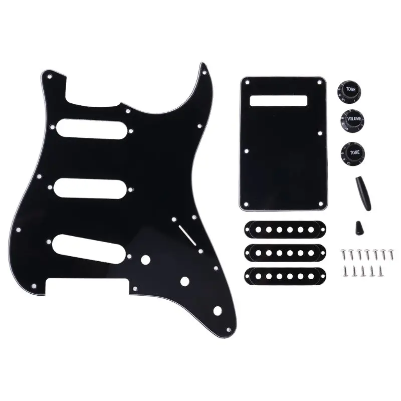 

1 Set 8 Hole SSS Guitar Pickguard Strat Back Plate Pickup Cover Knobs Tips Accessories