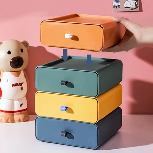 3pcs desktop organizer drawer makeup jewelry box large stackable jewelry mask container office pencil pens cosmetics holder tank free global shipping