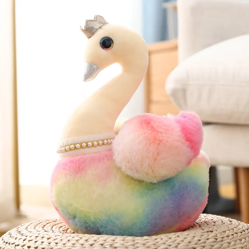 

25cm/30cm/40cm Cute Stuffed Rainbow Swan Plush Toy Simulation Bird Doll Stuffed Animals Doll Soft Toy for Children Girls Gift
