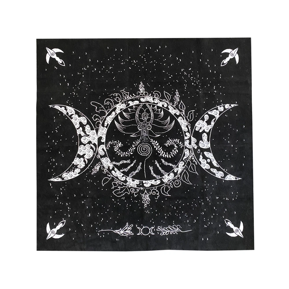 

49cm Altar Tarots Cloth Triple Goddess Moon Phases Astrology Tarots Card Divination Special Tablecloth Velvet with Tarots Bags