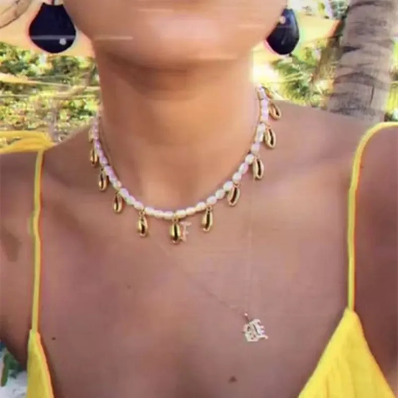 Женское колье в виде ракушки boho Puka натуральный Каури жемчужное стиле барокко