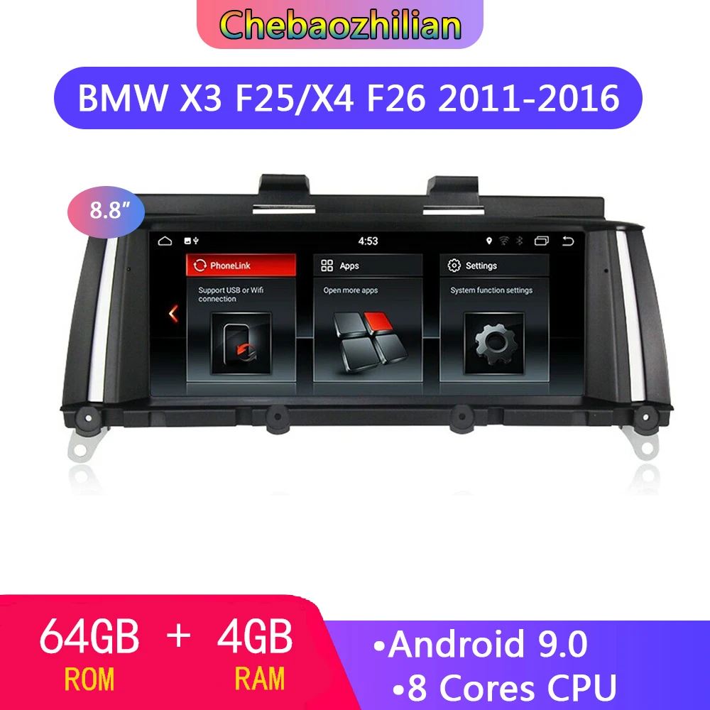 64G Android 9 0 Автомобильный GPS мультимедийный плеер навигация для BMW X3 F25/X4 F26 2011 2016 CIC