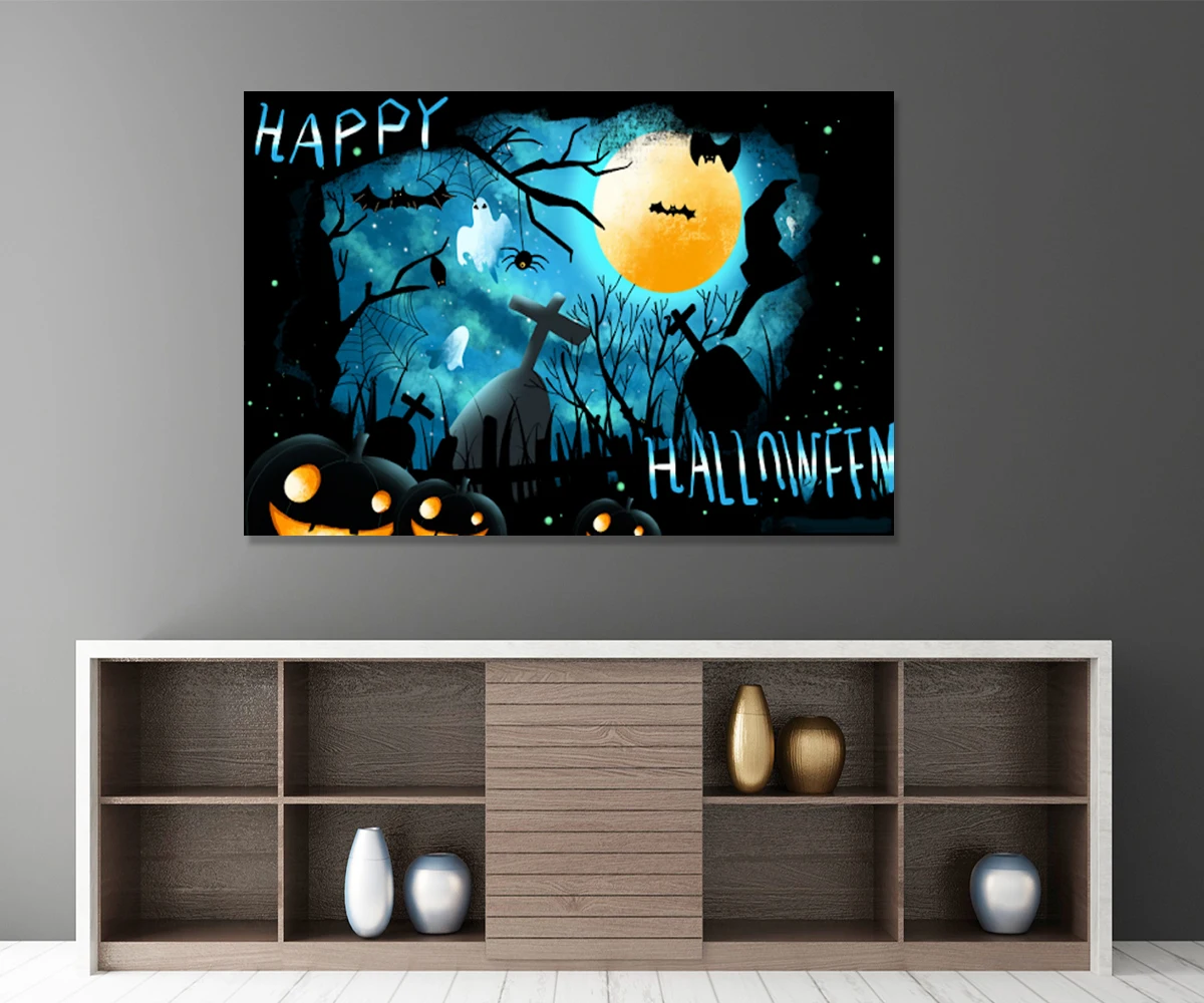 

Funny Pumpkin Halloween Gift Framed LED Induction Light Painting Wall Pictures for Living Room Canvas Wall Art Pictures