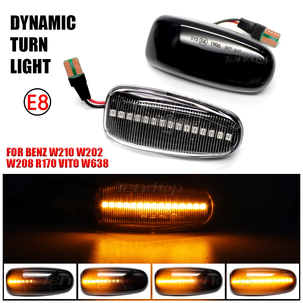 12V For Mercedes-BENZ E-Class W210 C-Class W202 W208 Dynamic Blinker LED Side Marker Light Turn Signal Repeater Lamp Car Styling