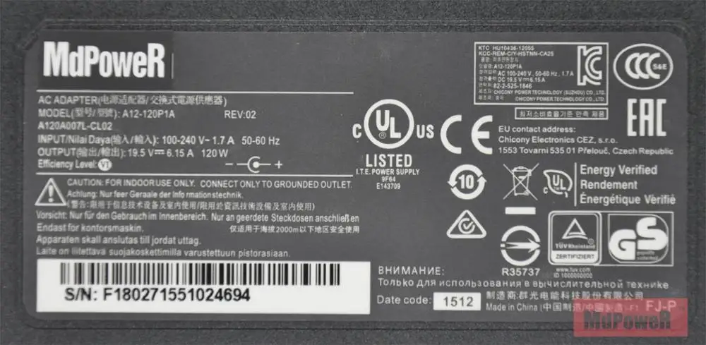 Оригинальный блок питания Chicony 19 5 в 120 А Вт для MSI GE60 GE70 GP60 PE62 GE72 GF63 16GH адаптер