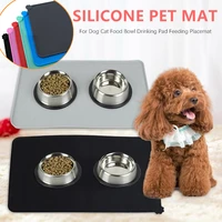 waterproof non slip pet mat for dog cat solid color silicone pet food mat pet bowl drinking water pad dog feeding mat easy clean