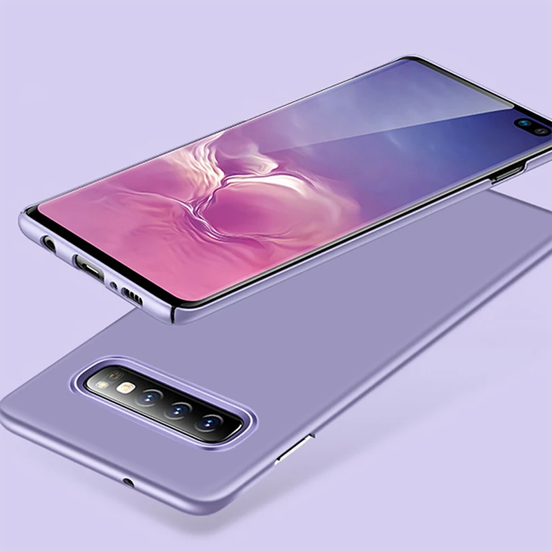 Ультра тонкий сдержанный матовый чехол для samsung A70 A50 A10 A20 A9 A8 плюс жесткий Пластик чехол для Galaxy S10 8 9 Plus Note 10 8 9 - Цвет: Purple