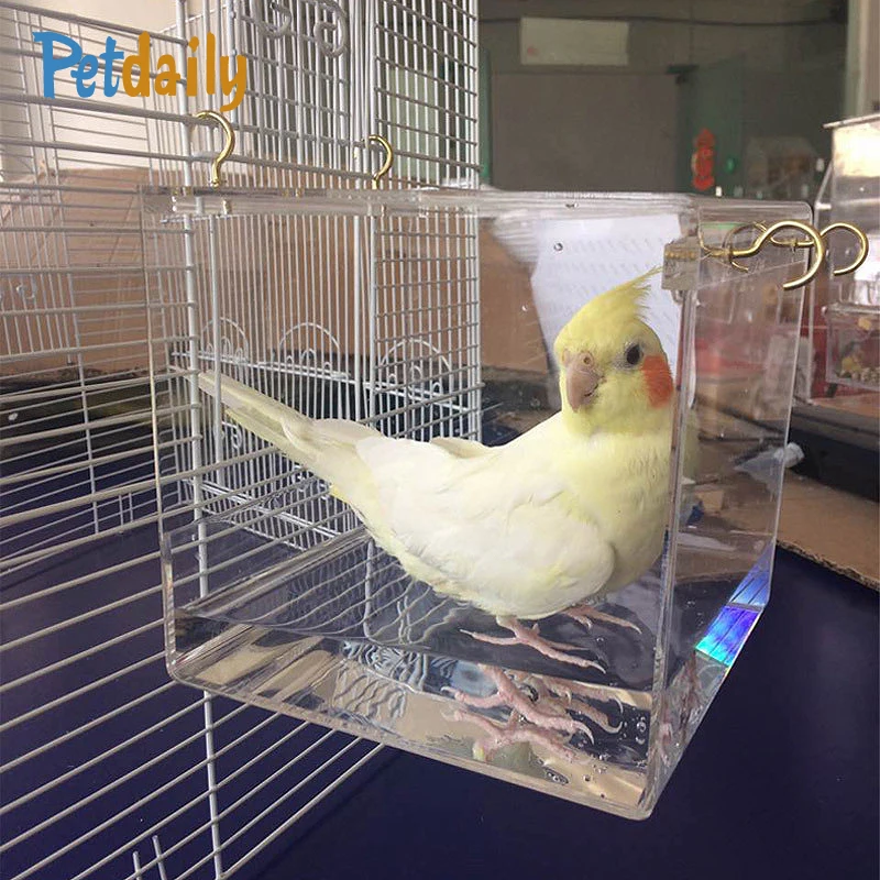 

Transparent Acrylic Bird Bathtub,Pet Small Bird Cockatiel Budgerigar Peony Bath Tub, Bird Baths For Cage, Parrot bathing Box