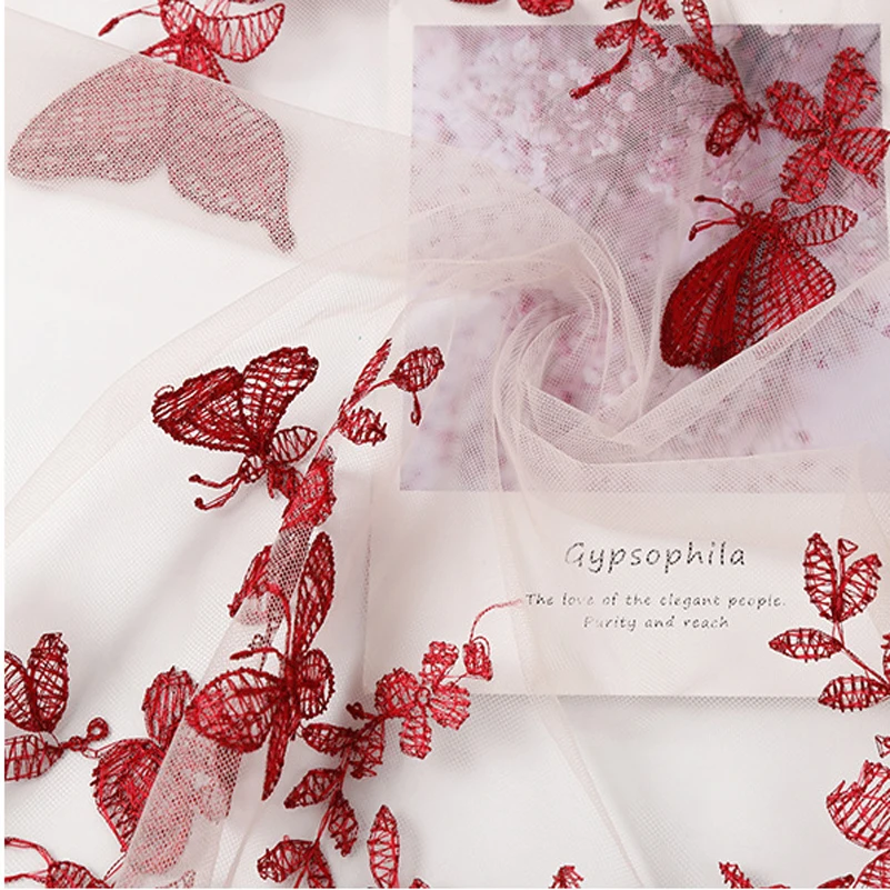 

Butterfly Embroidery Fashion Dresses Mesh Lace Fabric for Sewing Clothes by the Meter