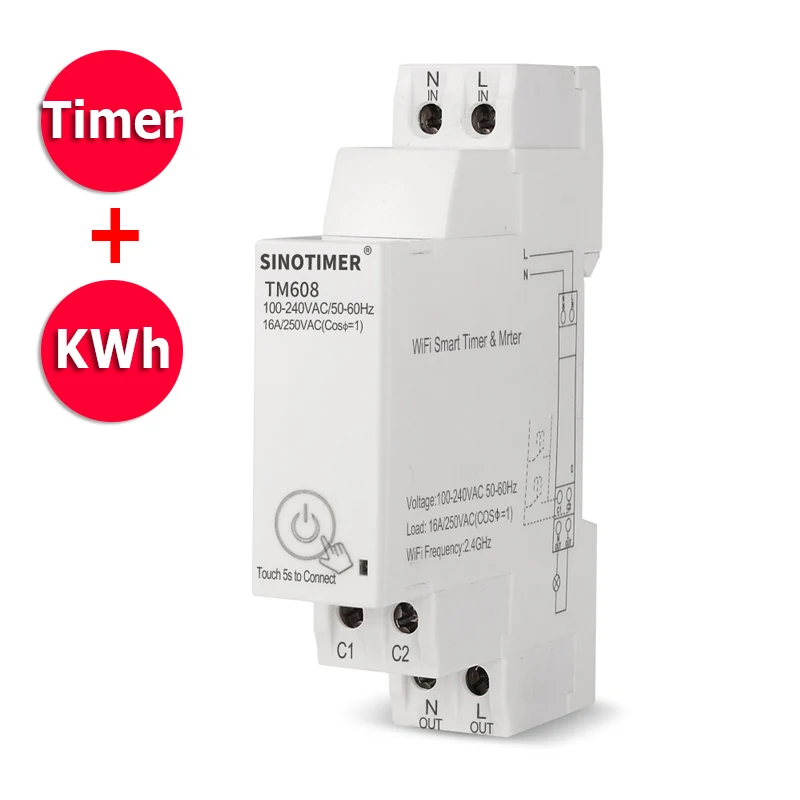 Электрический переключатель с таймером и управлением через мобильное приложение Tuya, Wi-Fi, 220 В, 110 В переменного тока