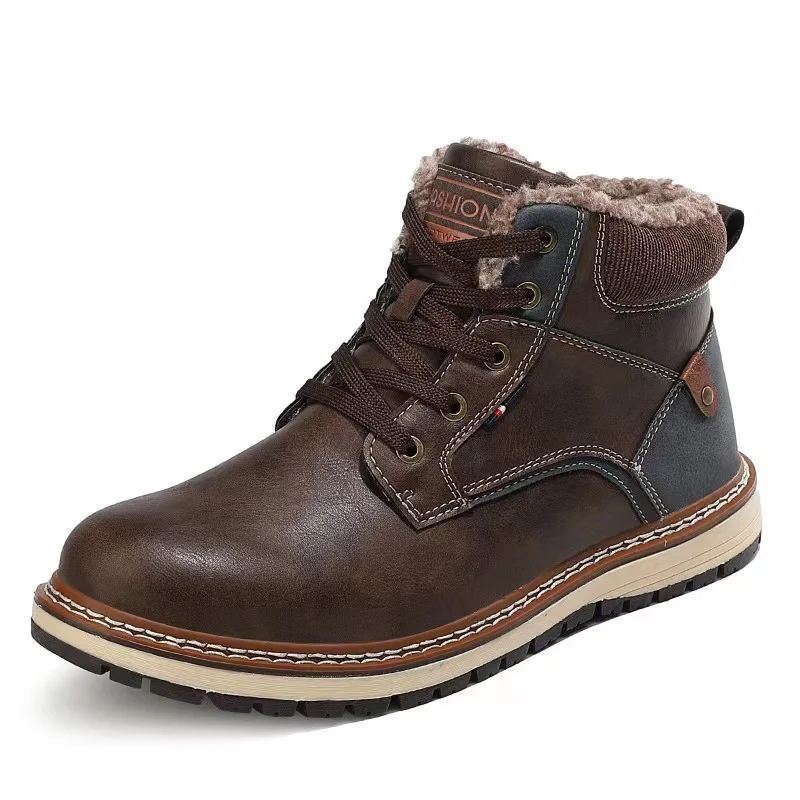 

DEKABR Winter Genuine Leather Men's Boots Thick Fur Warm Ankle Boots Working Men Footwear Waterproof Snow Boots Plus Size 40~47