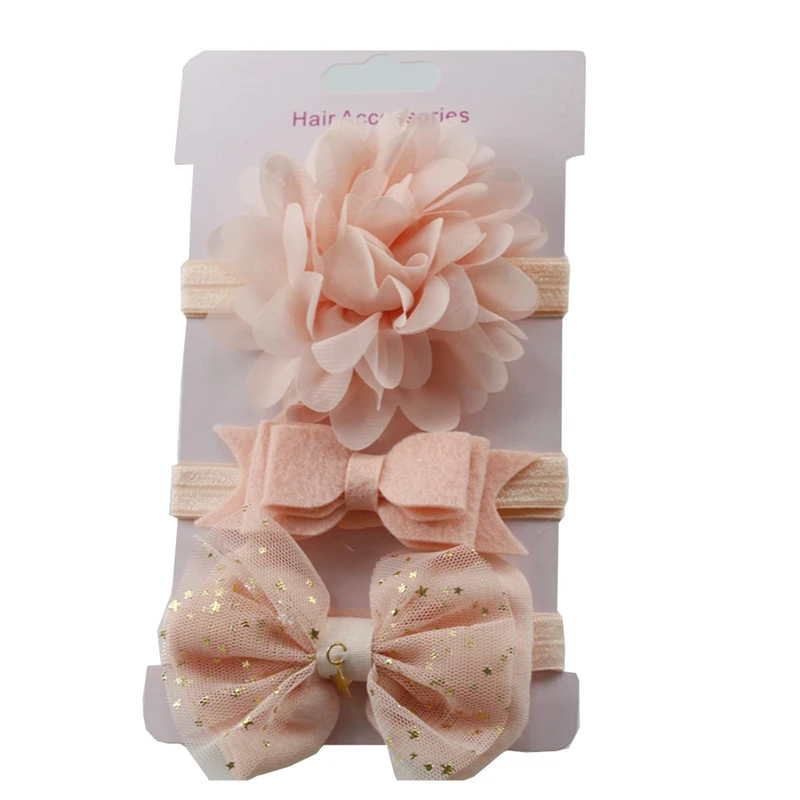 

3Pcs/Set Girls Hair Accessories Set Kids Elastic Headbands Flowers Headband Newborn Baby Bowknot Stars Bands Headwear Hairbands