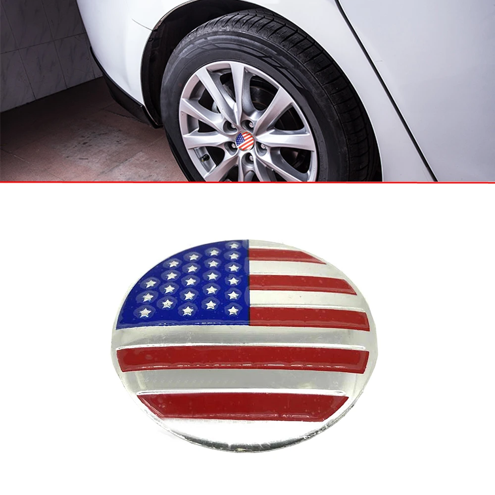 

Universal 3D Metal American Flag Dome Shape Sticker Decal Emblem Waterproof Sticker 56.6mm For Car Vehicle Wheel Center Hub Cap