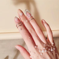 trendy nail rings for women girls metal line thin fake nails protective cover fingertip korean ring wedding gifts gothic jewelry